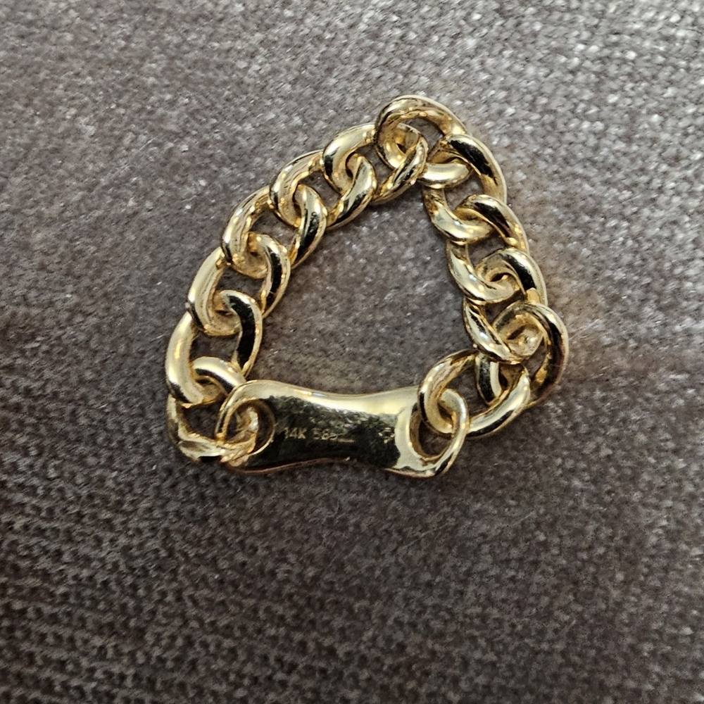 Solid Gold Diamond Chain Ring - image 5